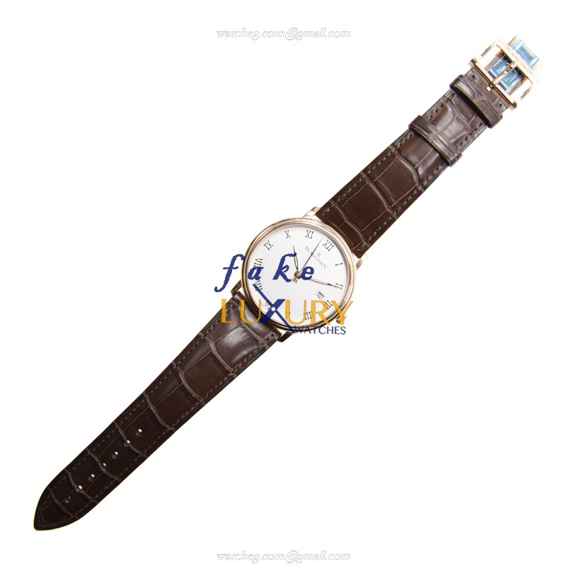 Blancpain 6651-3642-55B Villeret Replica Watch, White Dial, 18kt Rose Gold Case, Brown Alligator - Image 2