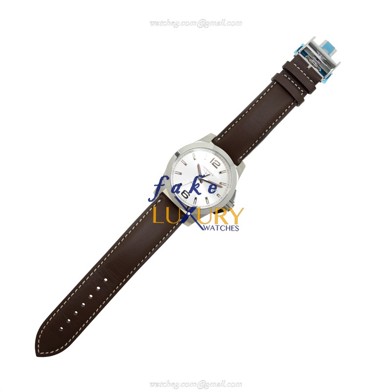 Longines Conquest L3.659.4.76.5 Quartz 41mm Stainless Steel Silver Dial Leather Strap Replica Watch - Image 2