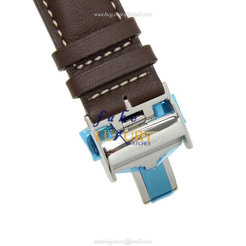 Longines Conquest L3.659.4.76.5 Quartz 41mm Stainless Steel Silver Dial Leather Strap Replica Watch - Image 4