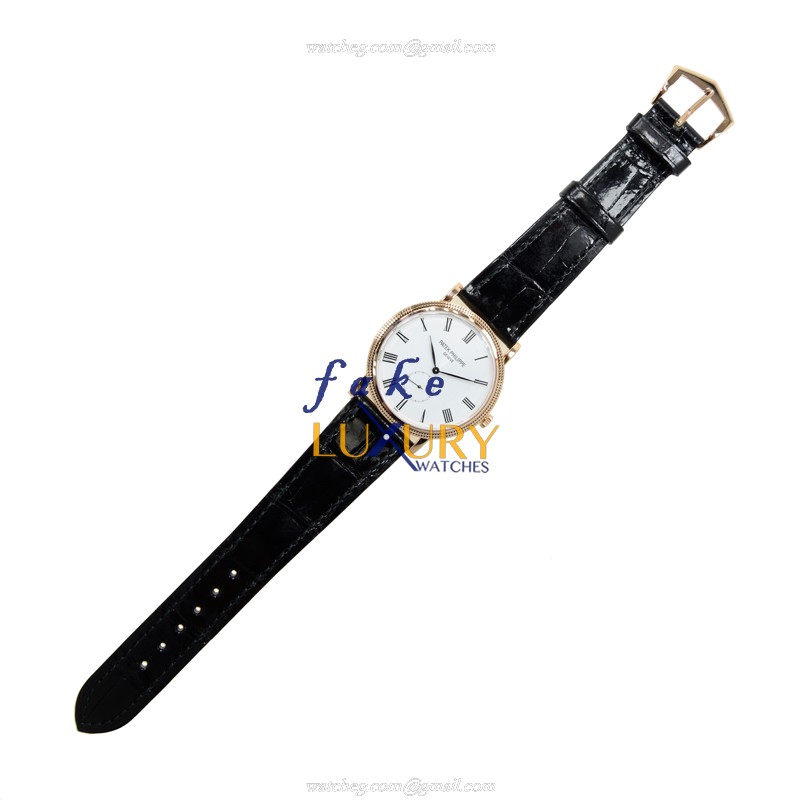 Patek Philippe 5116R-001 Calatrava Manual Wind 18kt Rose Gold Black Alligator Replica Watch - Image 2