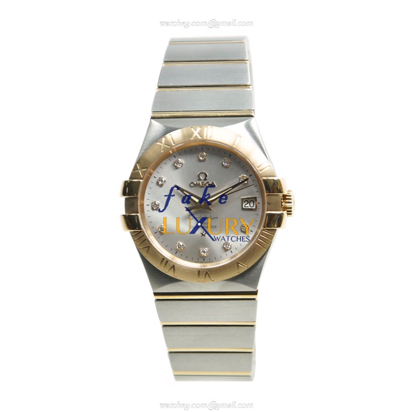 Omega 123.20.35.20.52.001 Constellation Automatic 18kt Rose Gold Steel Silver Dial Replica Watch - Image 2