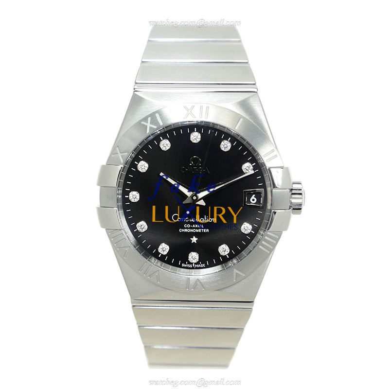 Omega 123.10.38.21.51.001 Constellation Replica Watch, Black Dial, Steel Bracelet, Automatic - Image 2