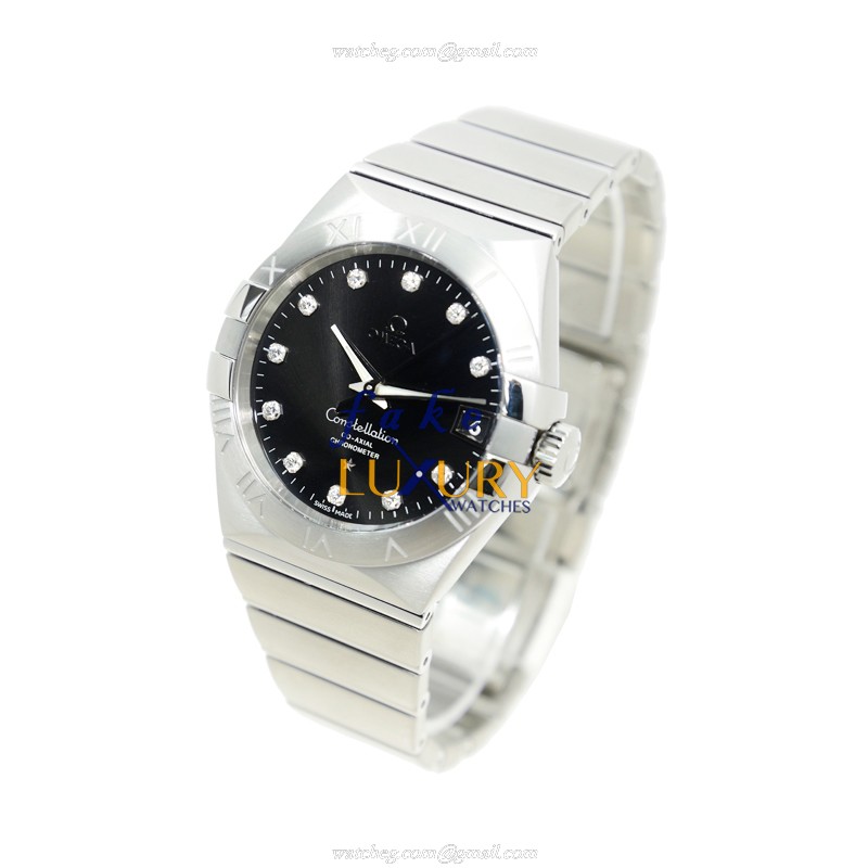 Omega 123.10.38.21.51.001 Constellation Replica Watch, Black Dial, Steel Bracelet, Automatic - Image 3