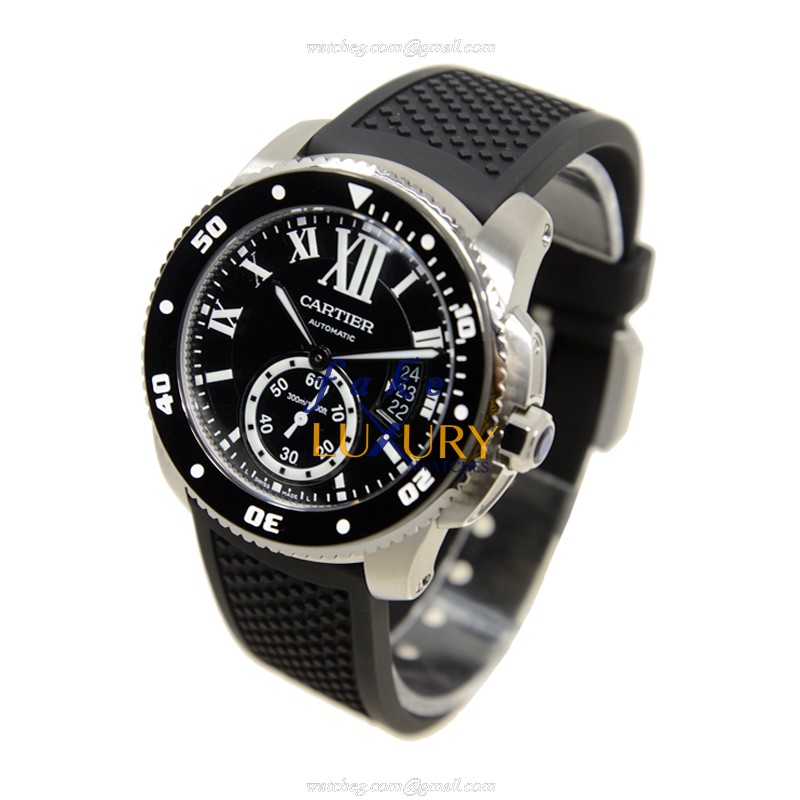 Cartier W7100056 Calibre de Cartier Replica Watch, Automatic Movement, Black Dial, Rubber Strap - Image 3