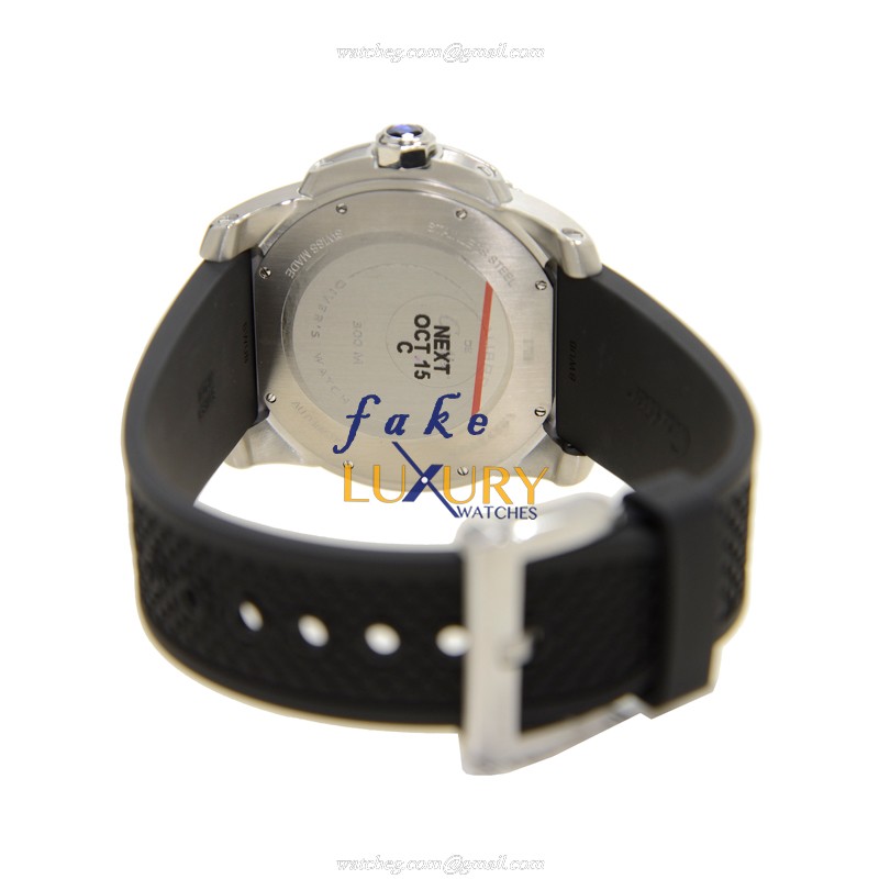Cartier W7100056 Calibre de Cartier Replica Watch, Automatic Movement, Black Dial, Rubber Strap - Image 4
