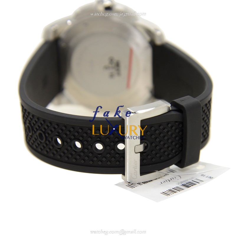 Cartier W7100056 Calibre de Cartier Replica Watch, Automatic Movement, Black Dial, Rubber Strap - Image 5