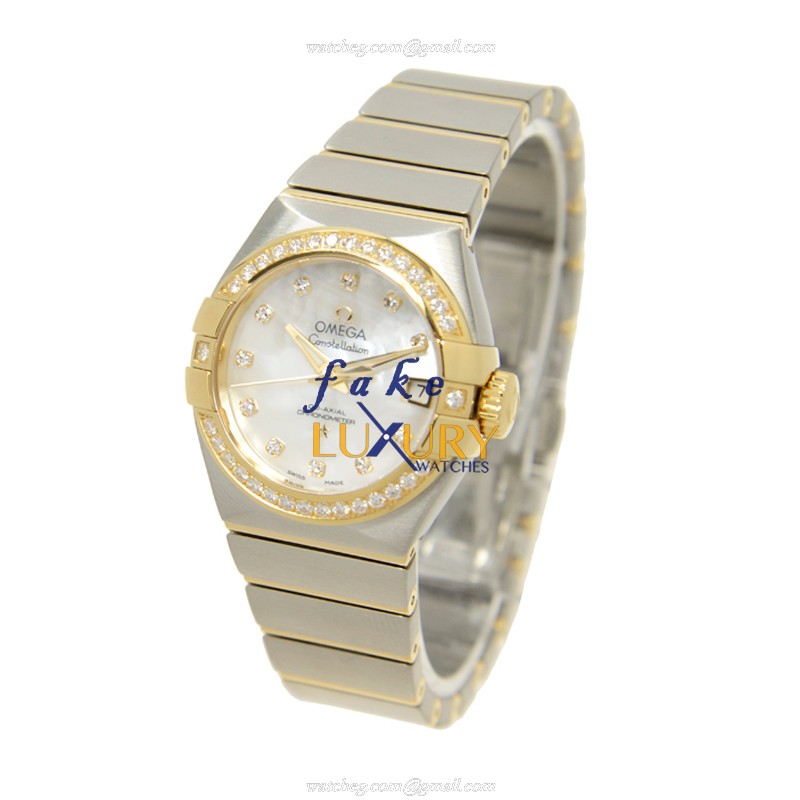 Omega 123.25.27.20.55.003 Constellation Automatic 18kt Gold Diamond Steel Silver Dial Replica Watch - Image 3