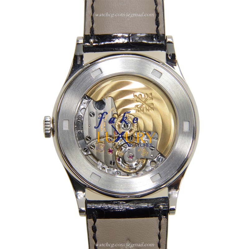 Patek Philippe Calatrava 5298P-012 Automatic 18kt White Gold Diamond Black Dial Replica Watch - Image 3