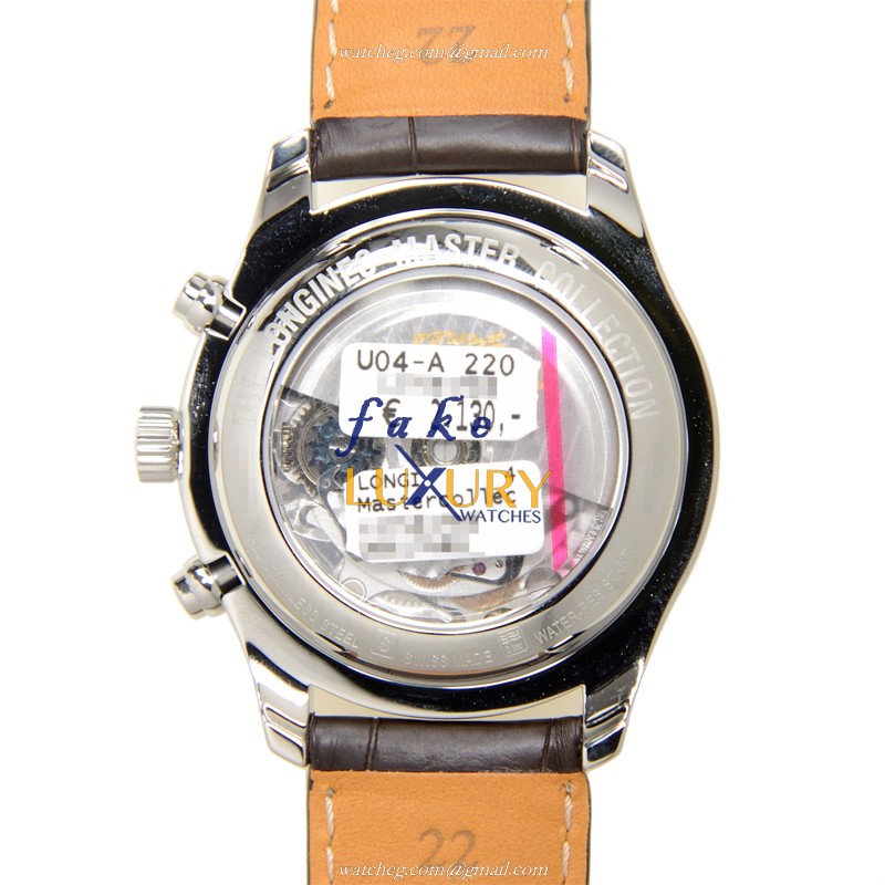 Longines L2.759.4.78.3 Replica Watch, Automatic Movement, White Dial, Steel Case, Brown Alligator - Image 3