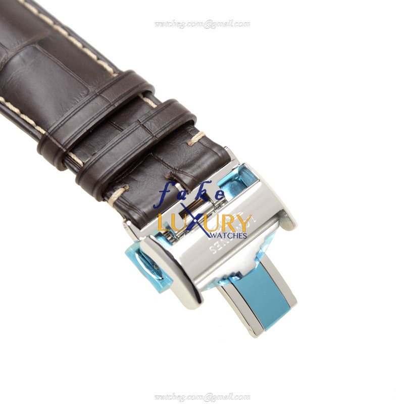 Longines L2.759.4.78.3 Replica Watch, Automatic Movement, White Dial, Steel Case, Brown Alligator - Image 4