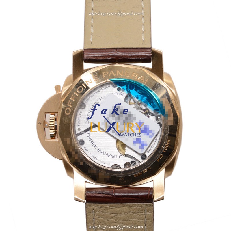 Panerai PAM00289 LUMINOR Manual Wind 18kt Rose Gold Replica Watch - Dark Grey Dial, Brown Alligator - Image 3