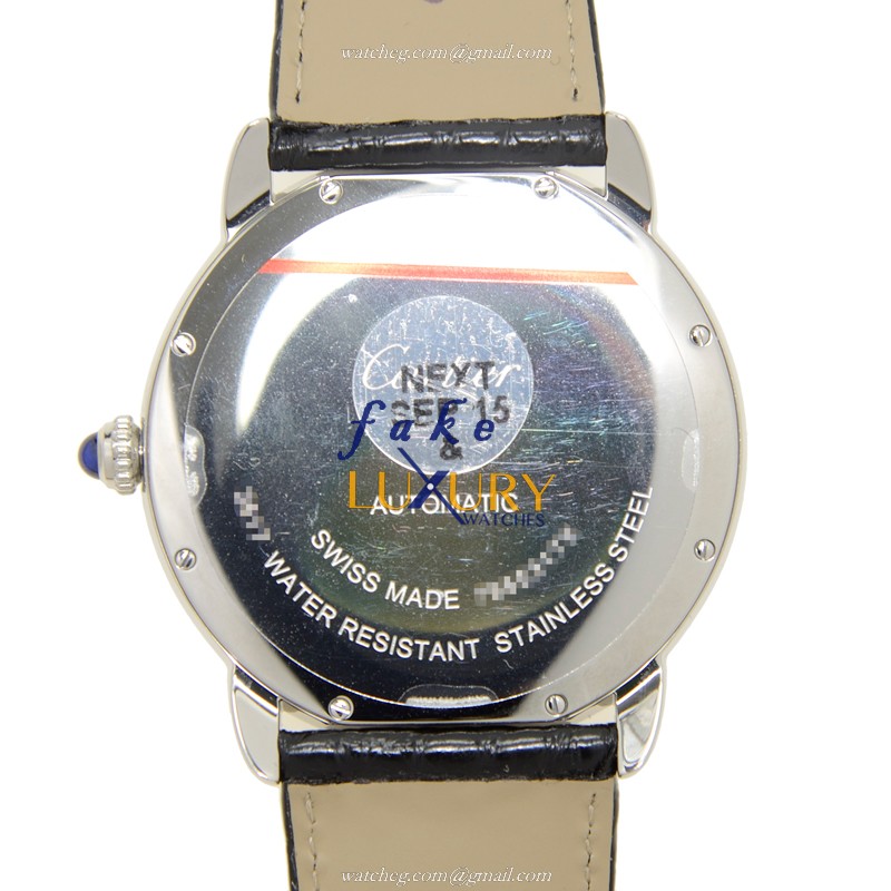 Cartier W6701010 RONDE SOLO DE CARTIER Automatic Steel Case Silver Dial Alligator Strap Replica - Image 4