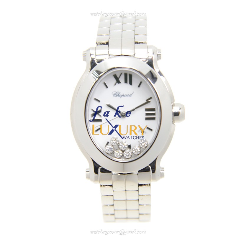 Chopard 278546-3003 Happy Sport Quartz Stainless Steel Watch, White Dial, Silver Strap Replica Watch - Image 2