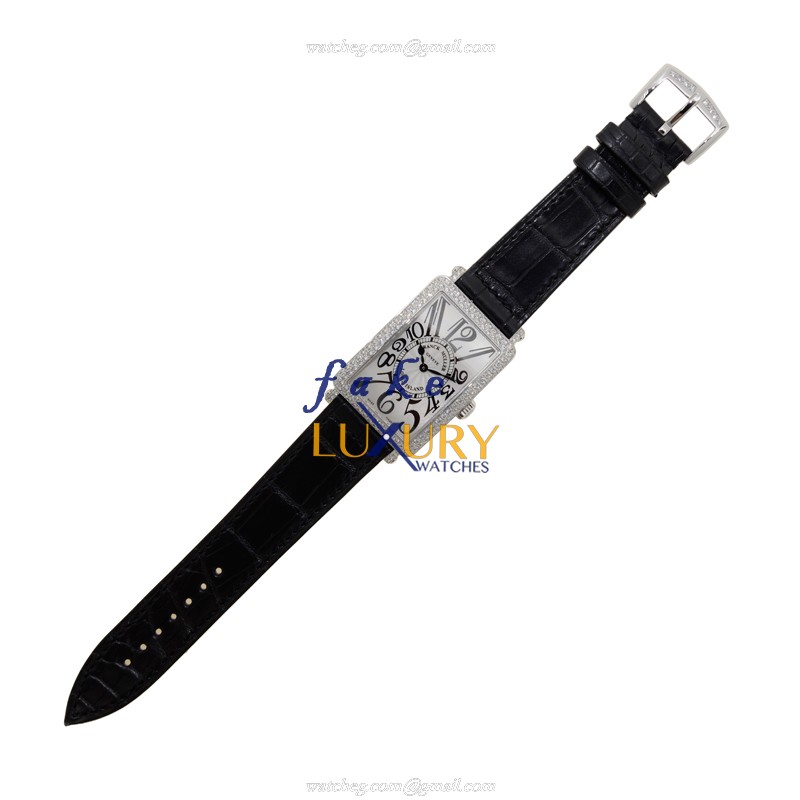 Franck Muller 952 QZ D OG LONG ISLAND Quartz 18kt White Gold & Diamond Replica Watch - Silver Dial - Image 2