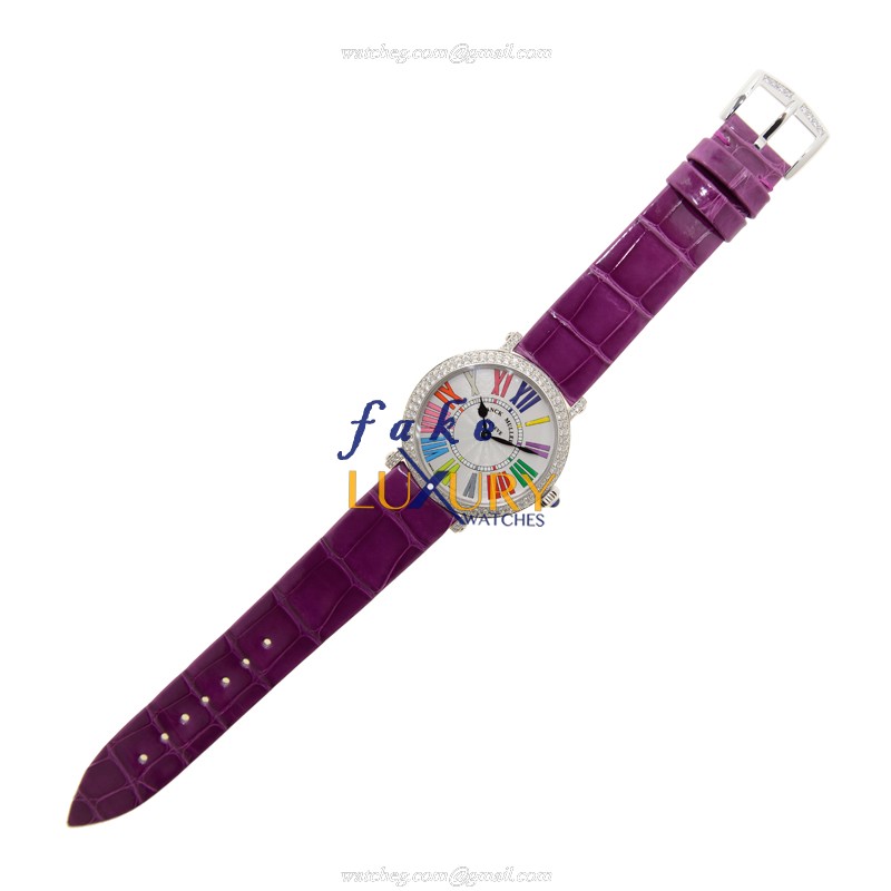 Franck Muller 8035 QZ COL DRM R D OG Replica Watch, Quartz, 18kt White Gold & Diamond, Silver Dial - Image 2