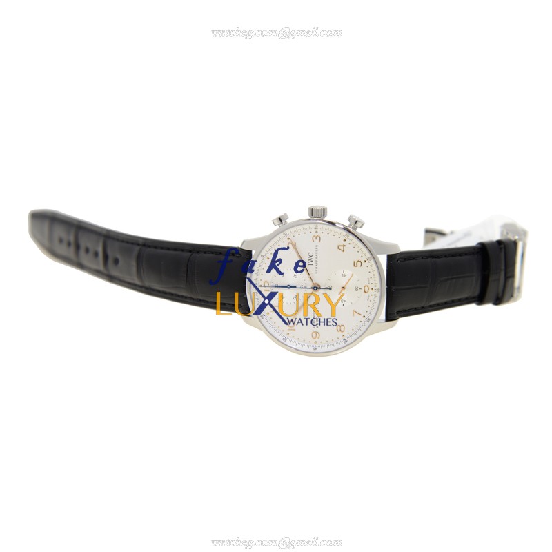 IWC Portuguese IW371445 Automatic Stainless Steel Silver Dial Black Alligator Strap Replica Watch - Image 5