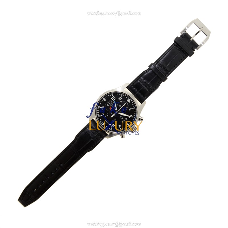 IWC IW377701 Pilots Automatic Stainless Steel Alligator Black Dial Replica Watch - Image 2