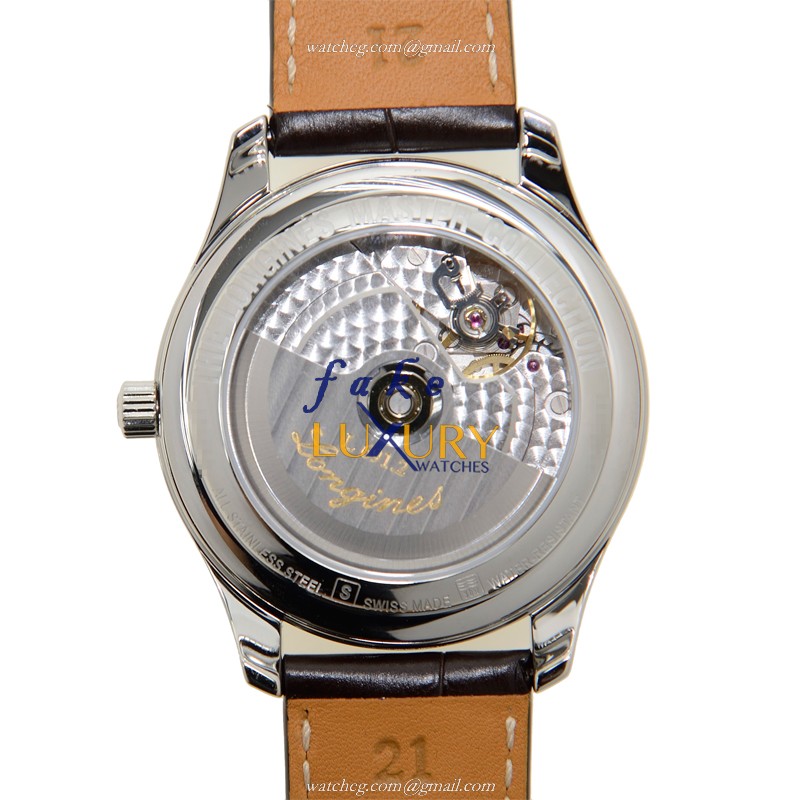 Longines L2.665.4.78.3 Master Replica Watch, 42mm Automatic, Silver Dial, Steel Case, Brown - Image 3