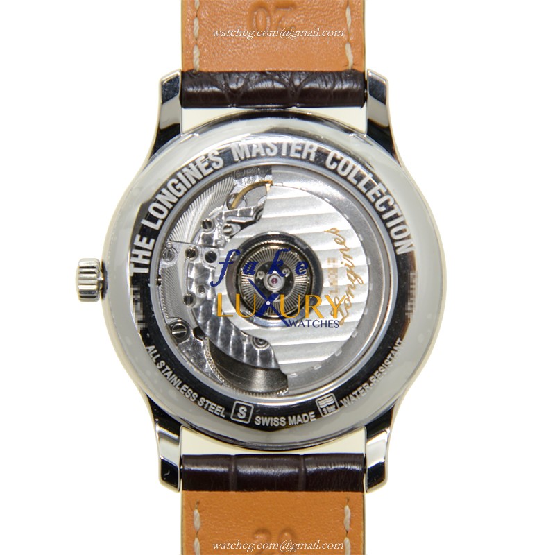 Longines L2.708.4.78.3 Master Automatic Replica Watch, Silver Dial, Steel Case, Brown Alligator - Image 3