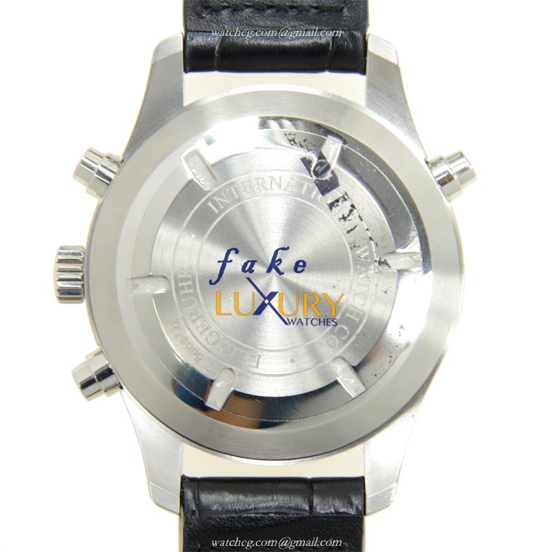 IWC IW377801 Pilots Automatic Stainless Steel Replica Watch, Black Dial, Alligator Strap - Image 3