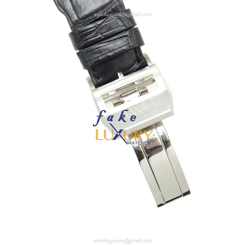 IWC IW377801 Pilots Automatic Stainless Steel Replica Watch, Black Dial, Alligator Strap - Image 4