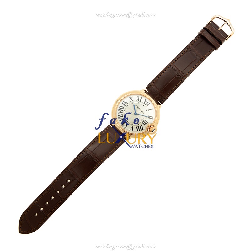Cartier W6920083 BALLON BLEU Manual Wind 18kt Rose Gold Replica Watch, Silver Dial, Alligator Strap - Image 2