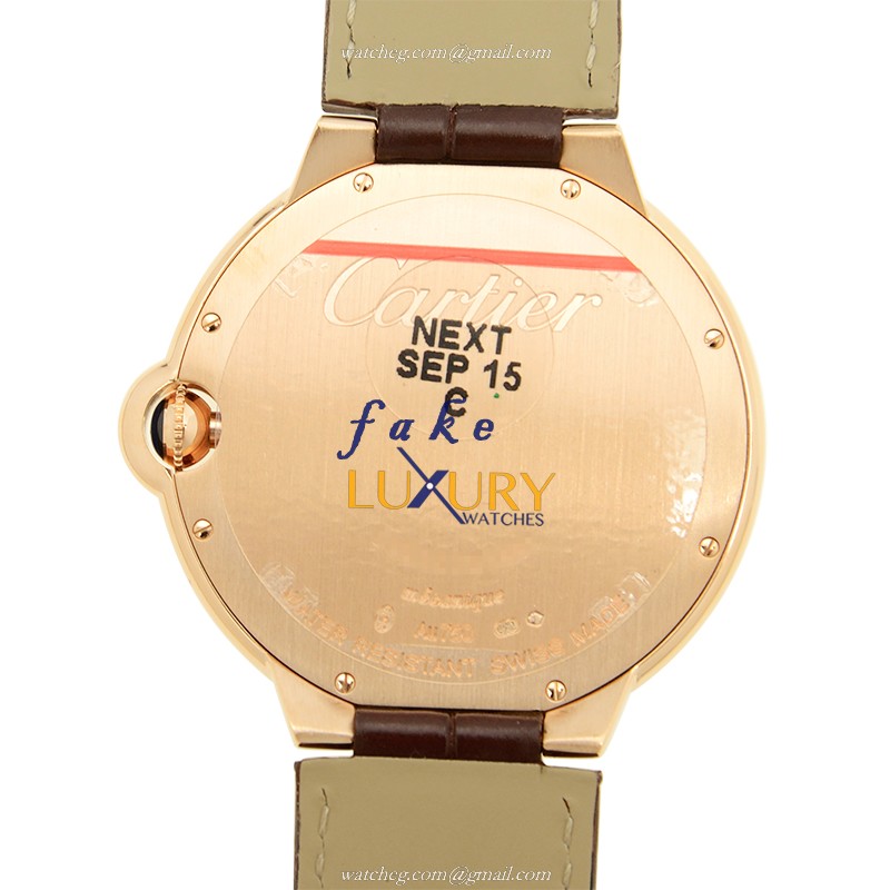 Cartier W6920083 BALLON BLEU Manual Wind 18kt Rose Gold Replica Watch, Silver Dial, Alligator Strap - Image 3