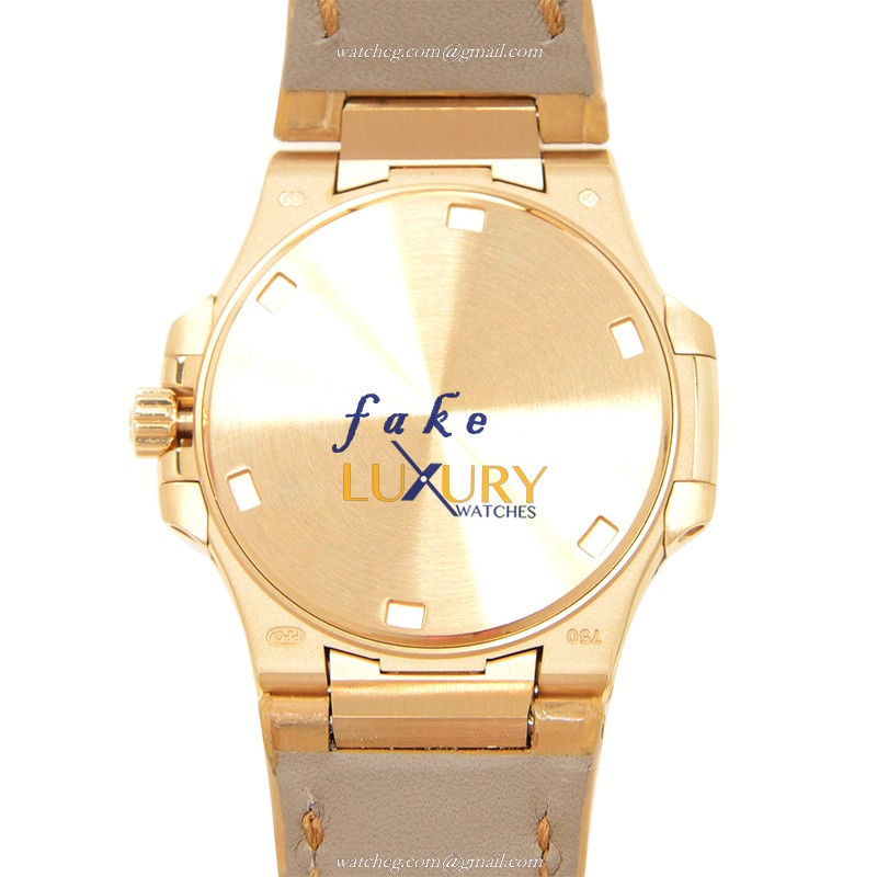 Patek Philippe 7010R-012 Nautilus Replica Watch 32mm 18kt Rose Gold Diamonds Quartz Gold Dial - Image 4
