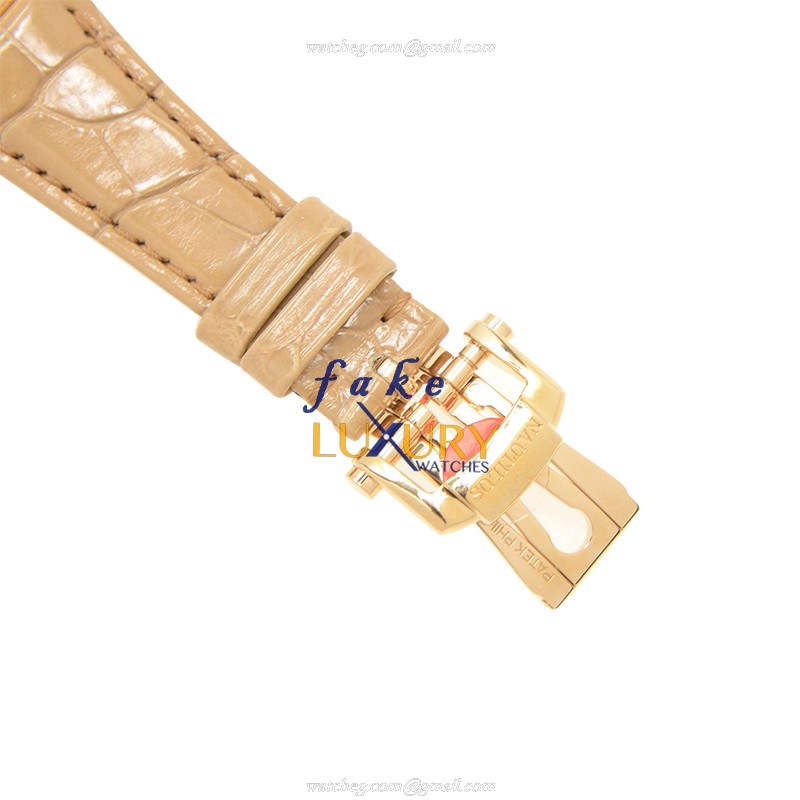 Patek Philippe 7010R-012 Nautilus Replica Watch 32mm 18kt Rose Gold Diamonds Quartz Gold Dial - Image 5