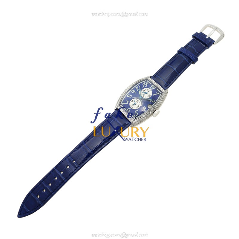 Franck Muller 5850 MB D OG Replica Watch, Automatic, Dark Blue Dial, White Gold & Diamond - Image 2
