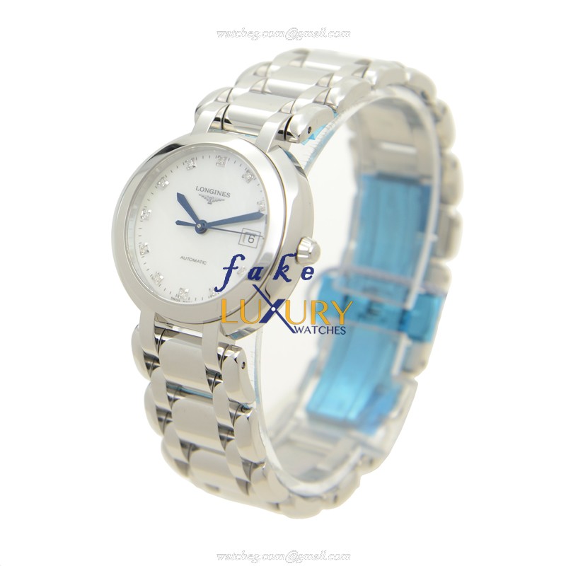 Longines L8.113.4.87.6 Prima Luna Replica Watch, Automatic, White Mother of Pearl Dial, Steel - Image 3