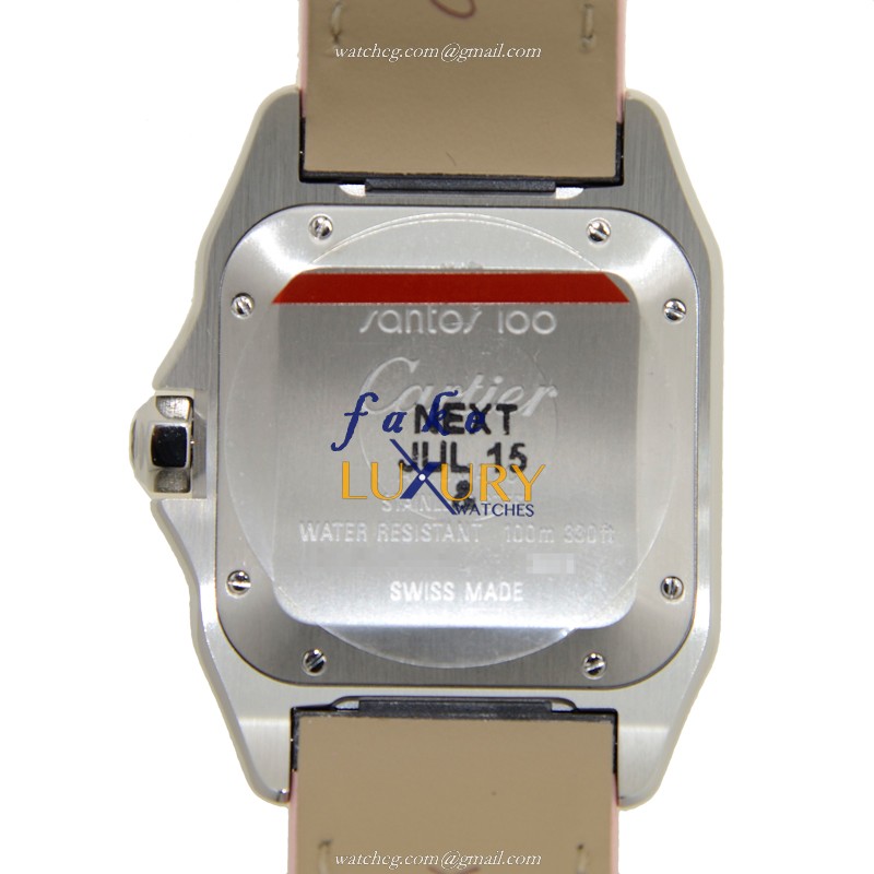 Cartier Santos W20126X8 Automatic Silver Dial Pink Alligator Strap Replica Watch - Image 3