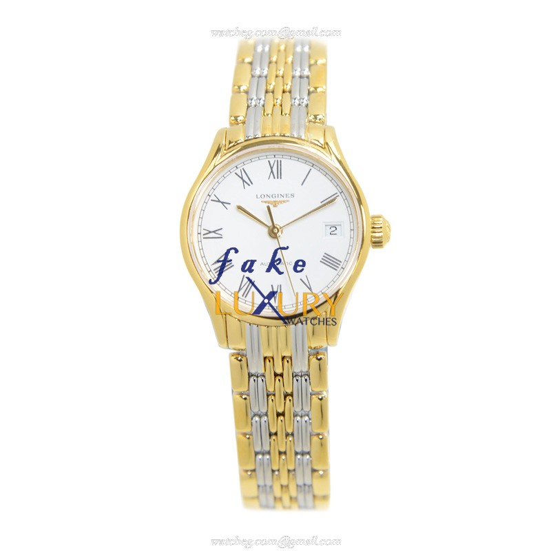 Longines L4.360.2.11.7 Lyre Replica Watch, 25mm PVD Gold Case, Automatic, White Dial - Image 2