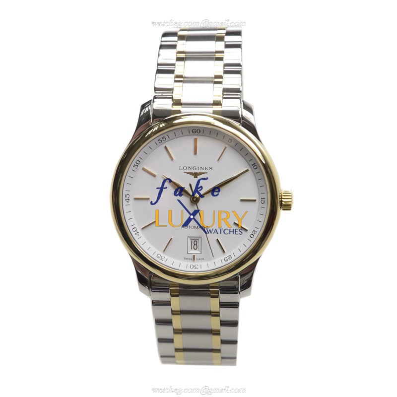 Longines L2.628.5.12.7 Master Automatic 18kt Gold Steel Replica Watch, Swiss Movement, White Dial - Image 2