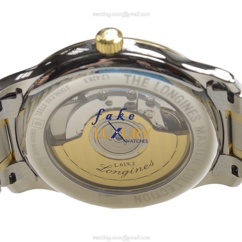Longines L2.628.5.12.7 Master Automatic 18kt Gold Steel Replica Watch, Swiss Movement, White Dial - Image 4