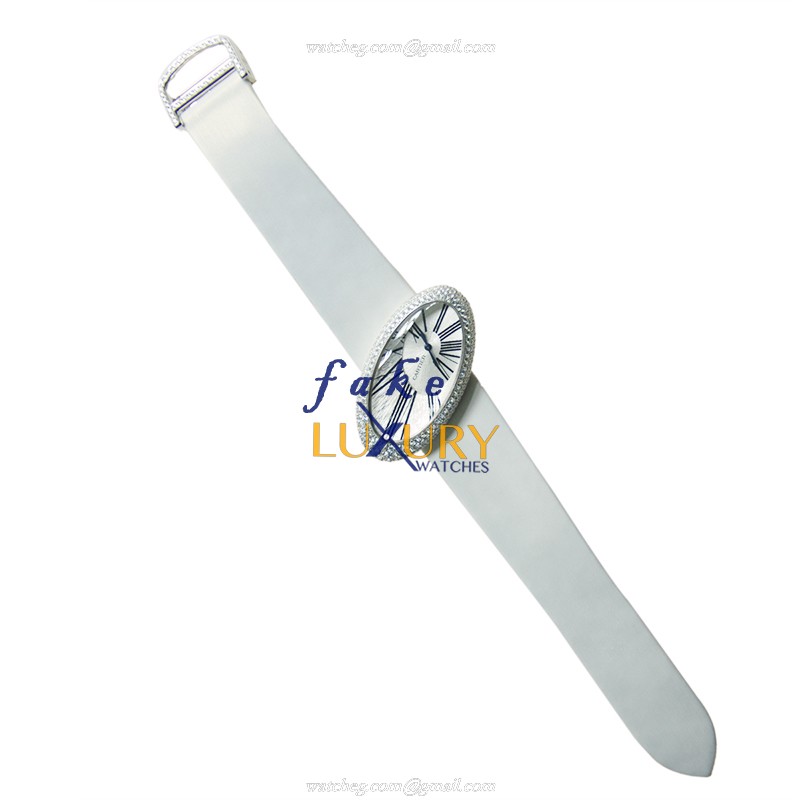 Cartier WJ301949 HYPNOSE Quartz 18kt White Gold & Diamond Replica Watch, Silver Dial, White Satin - Image 2
