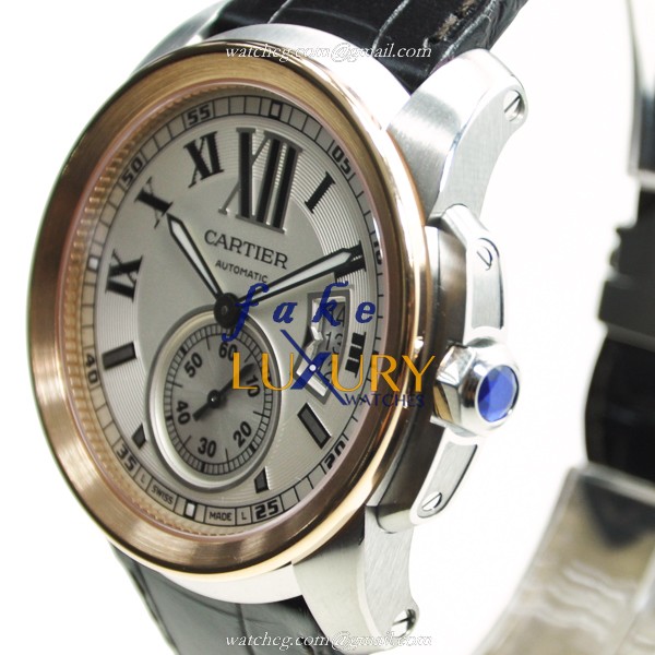 Cartier W7100039 Calibre de Cartier Replica Watch, Automatic Movement, Silvery White Dial, 18kt - Image 3