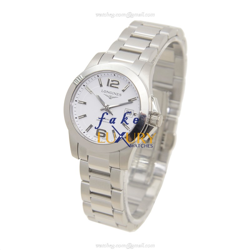 Longines L3.276.4.16.6 Conquest Automatic White Dial Stainless Steel Silver Bracelet Replica Watch - Image 3