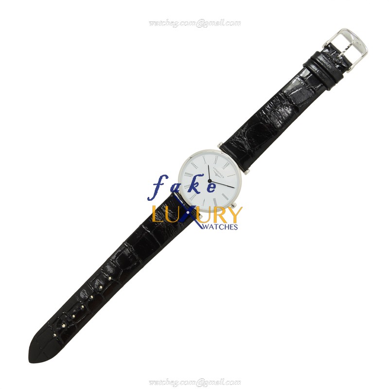 Longines L4.512.4.11.2 La Grande Quartz Replica Watch - White Dial - Black Alligator Strap - 29mm - Image 2