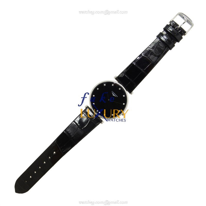 Longines L4.766.4.58.2 La Grande - Replica Watch - Quartz - Black Dial - Leather Strap - Steel Case - Image 2