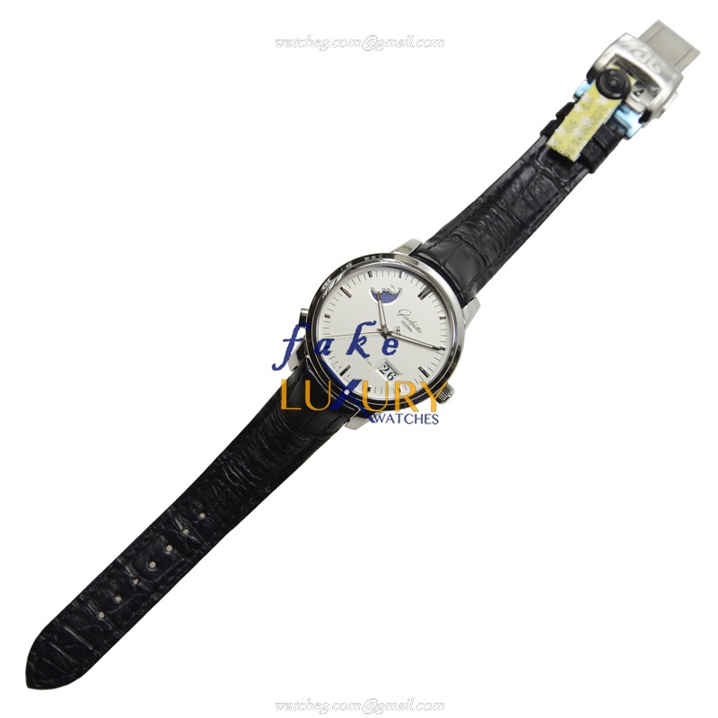 Glashutte 100-04-13-02-04 Senator Panorama Date Replica Watch, Silvery White Dial, Steel Case - Image 2