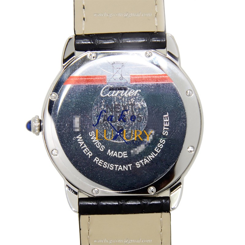 Cartier W6700255 RONDE SOLO DE CARTIER Quartz White Dial Black Alligator Replica Watch - Image 4