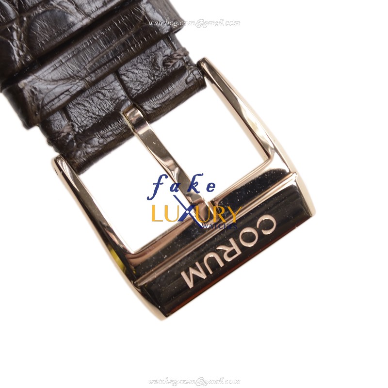Corum 113.151.85-0002 FK02 BRIDGE Manual Wind 18kt Rose Gold Dark Grey Dial Alligator Strap Replica - Image 4