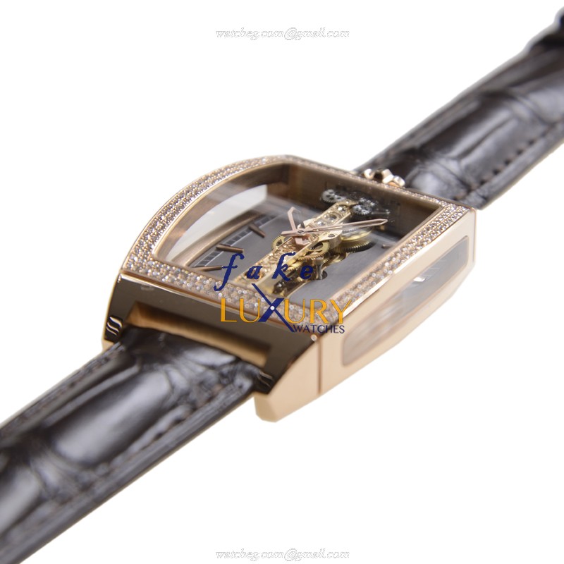 Corum 113.151.85-0002 FK02 BRIDGE Manual Wind 18kt Rose Gold Dark Grey Dial Alligator Strap Replica - Image 5