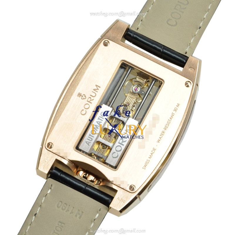 Corum BRIDGE 313.150.55-0001 FN02 Replica Watch, Automatic, 18kt Rose Gold Case, Black Dial - Image 3
