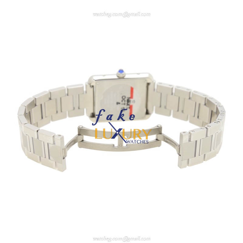 Cartier W5200013 TANK Quartz Replica Watch, Steel Case, White Dial, Silver Bracelet - Image 5