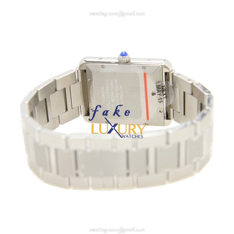Cartier W5200028 TANK Replica Watch, Automatic Movement, White Dial, Steel Case - Image 4
