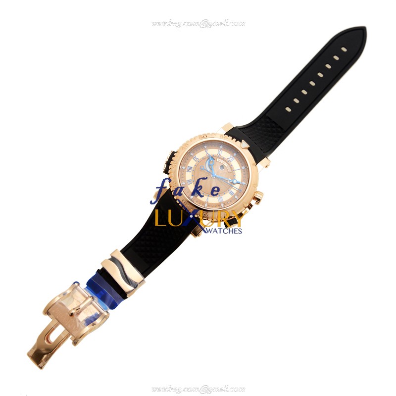 Breguet MARINE 5847BR/32/5ZV Automatic 18kt Rose Gold Gold Dial Rubber Strap Replica Watch - Image 2