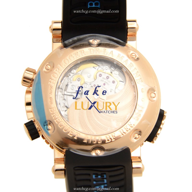 Breguet MARINE 5847BR/32/5ZV Automatic 18kt Rose Gold Gold Dial Rubber Strap Replica Watch - Image 3