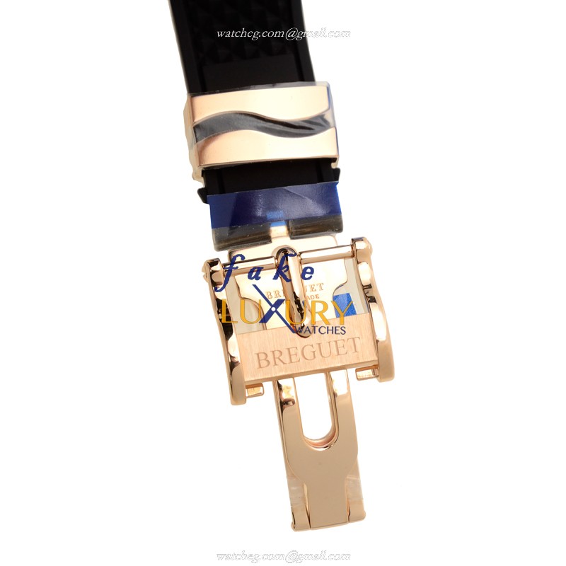 Breguet MARINE 5847BR/32/5ZV Automatic 18kt Rose Gold Gold Dial Rubber Strap Replica Watch - Image 4